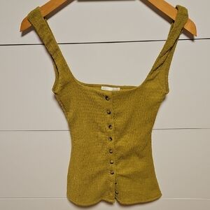 Zara Olive Green Buttoned Tank Top